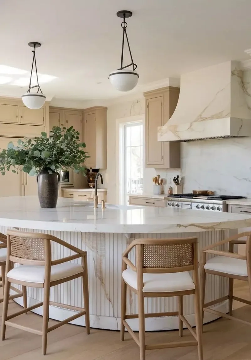 Sang trọng cổ điển với bàn đảo bếp tân cổ điển