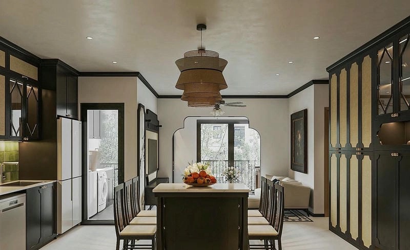 Decor bếp Indochine nhẹ nhàng giàu tính thẩm mỹ