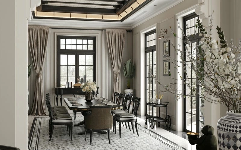 Mẫu nhà bếp Indochine thanh lịch và trang nhã