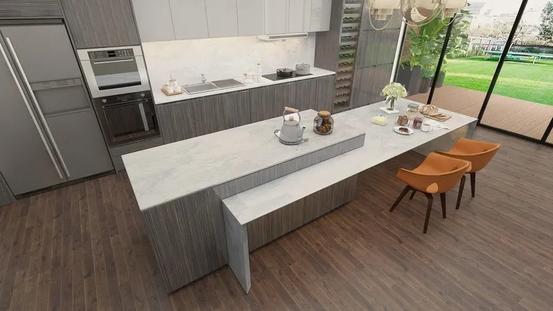 Đá Vicostone trắng vân mây đẹp