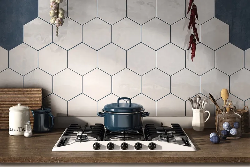 Mẫu gạch lục giác ốp bếp đẹp hiện đại