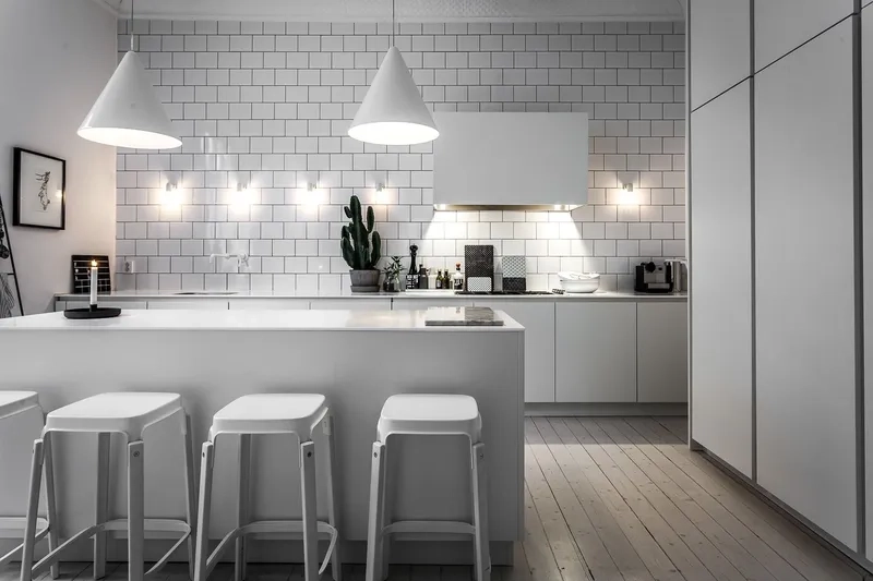 Mẫu gạch subway màu trắng ốp bếp