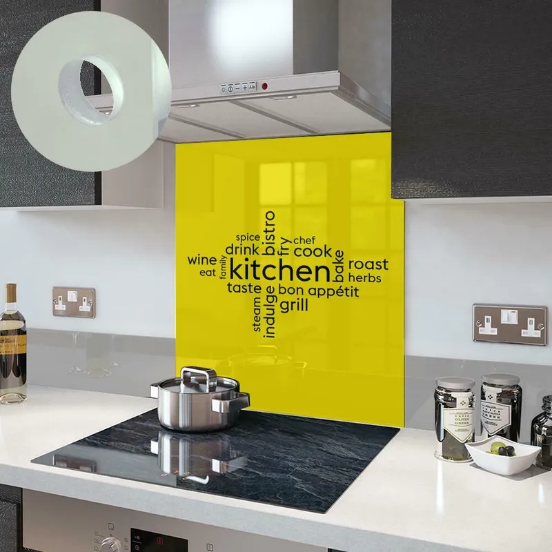 Kính bếp màu vàng chanh tươi mới