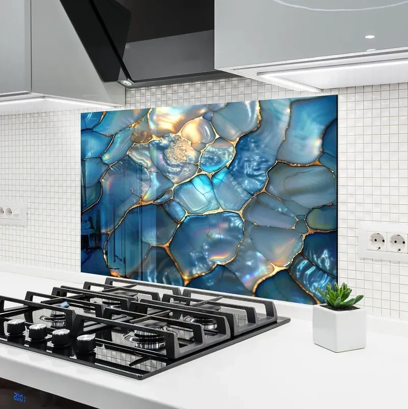 Kính bếp màu xanh lá cây dịu mát