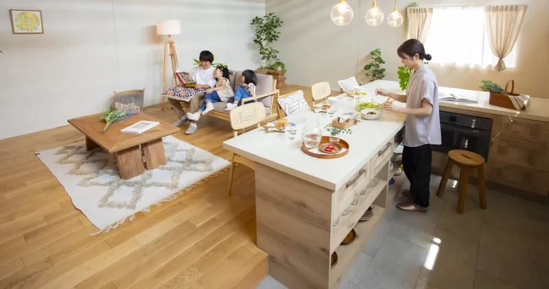 Lát gạch lát nền bếp giả gỗ