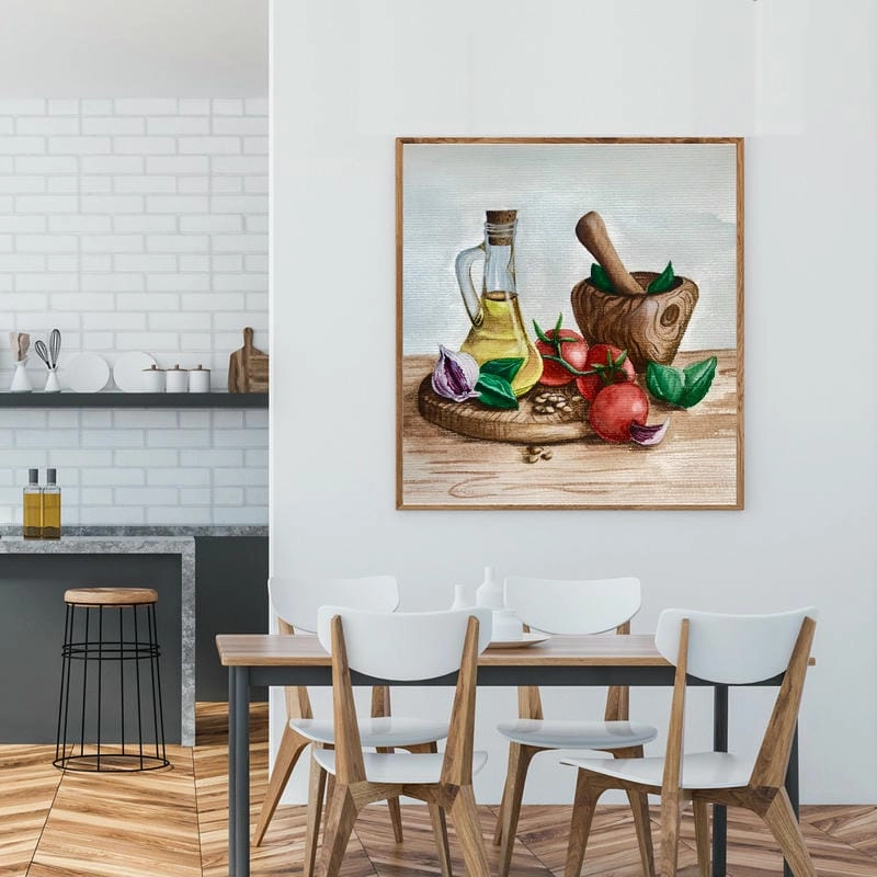 Tranh tường nhà bếp giúp bức tường bớt trống trải