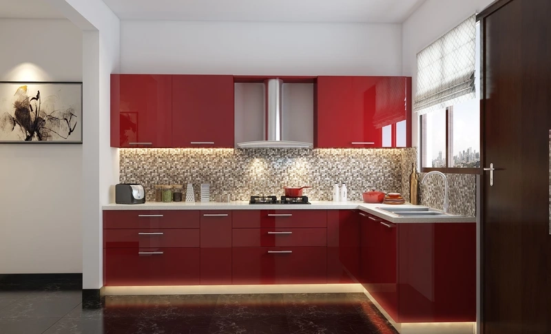 Không gian rộng mở với tủ bếp Acrylic chữ u