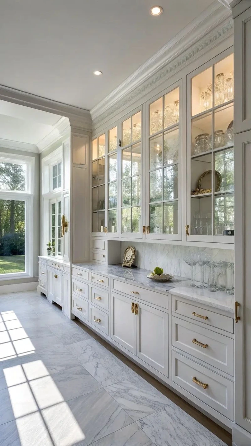 Kết cấu bền vững với tủ bếp cánh kính khung nhôm