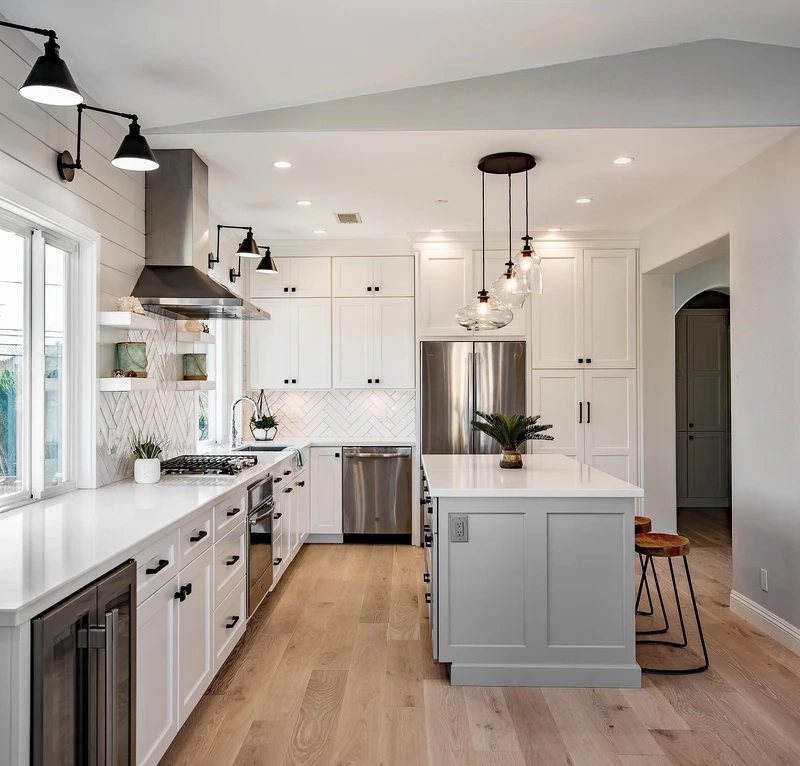 Điểm nhấn mới lạ tủ bếp chữ L có quầy bar