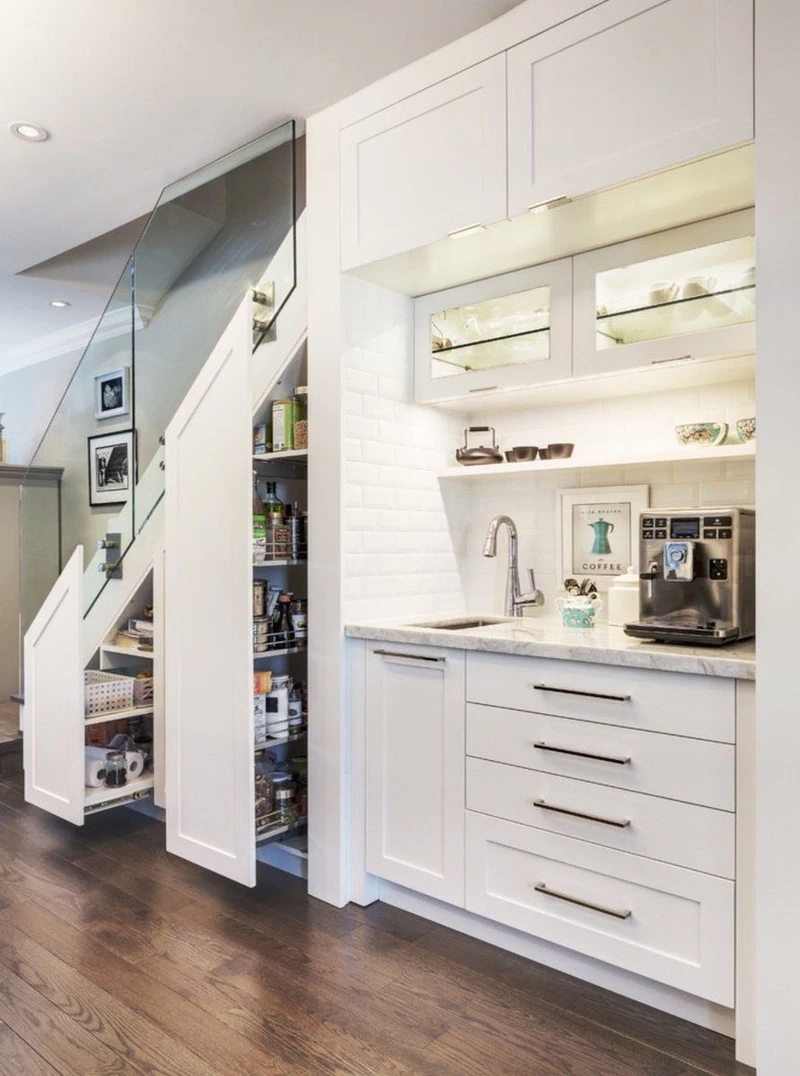 Xu hướng mới của tủ bếp dưới gầm cầu thang hiện đại