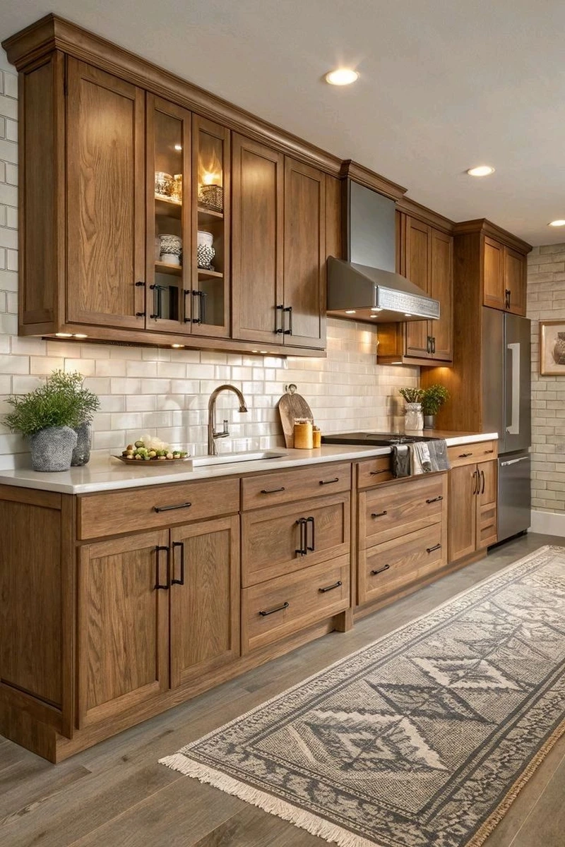 Không gian tiện nghi với tủ bếp gỗ công nghiệp nhà phố