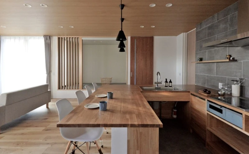 Công năng tối đa cùng tủ bếp gỗ công nghiệp chữ u