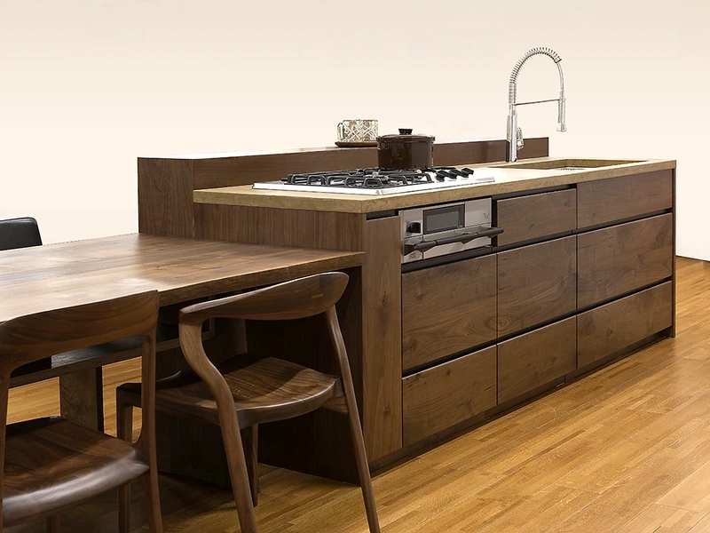 Tối ưu thẩm mỹ với thiết kế tủ bếp gỗ óc chó