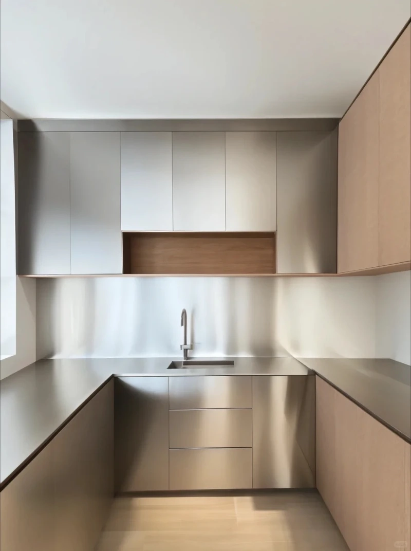 Vẻ đẹp hiện đại của tủ bếp inox cánh acrylic