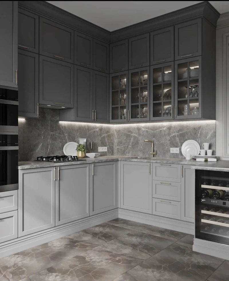 Hoàn thiện không gian bằng nội thất tủ bếp tân cổ điển