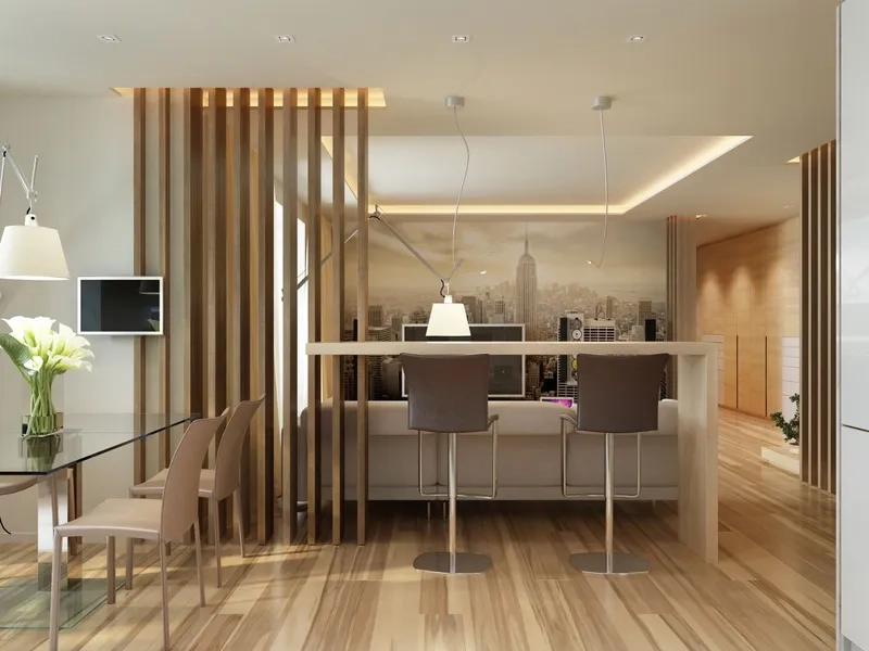 Ngăn cách giữa phòng khách và bếp