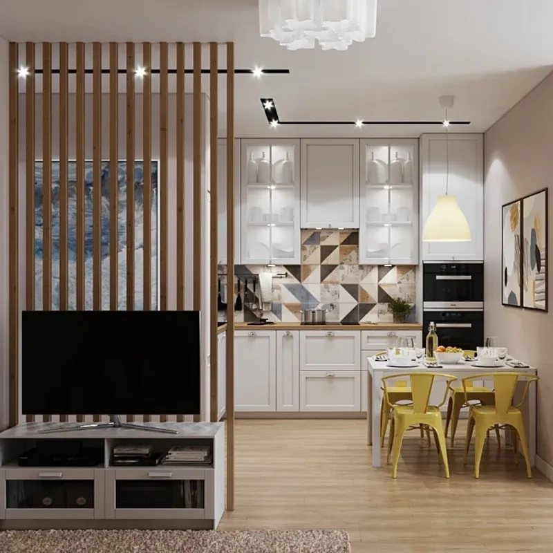 Tủ ngăn vách phòng khách và bếp