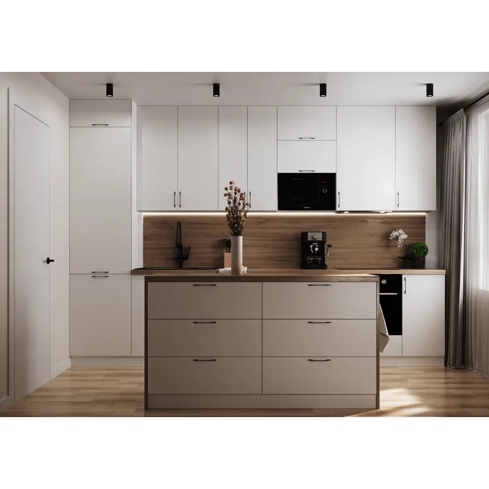 Tủ bếp màu be tân cổ điển sang quý