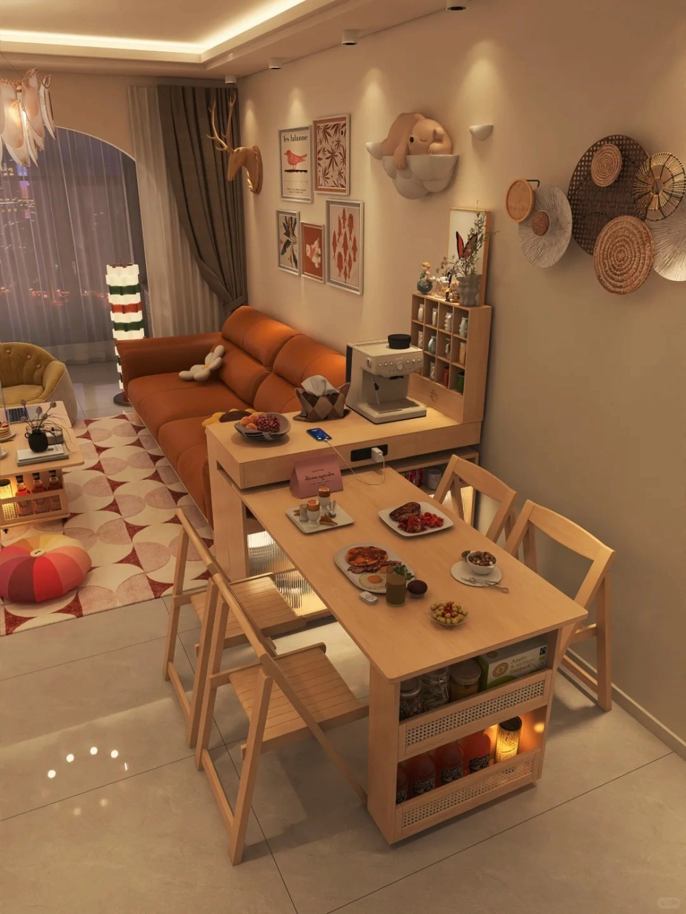 Bàn ăn thông minh kéo dài mặt đá ceramic trắng chống trầy xước