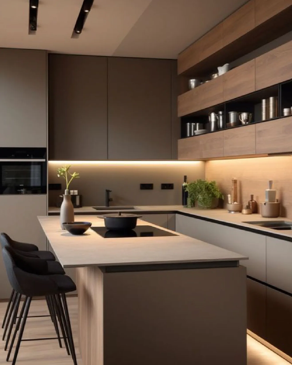 Mẫu tủ bếp tân cổ điển bằng gỗ gõ đỏ chạm khắc tinh xảo