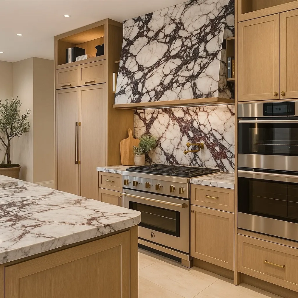 Mẫu đá trắng vân mây nhân tạo có độ bóng cao dễ vệ sinh