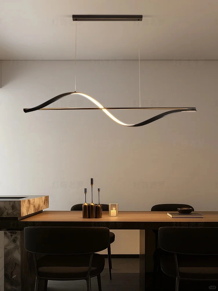 Mẫu đèn thả bàn ăn hiện đại thanh dài cho bàn ăn lớn