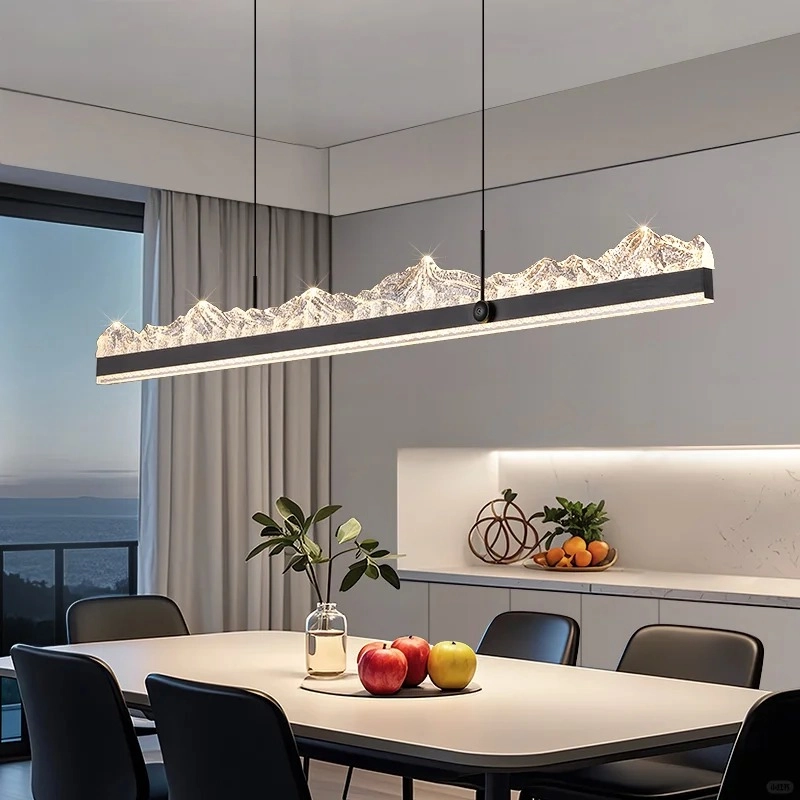 Mẫu đèn thả bàn ăn hiện đại pha lê lấp lánh cho biệt thự