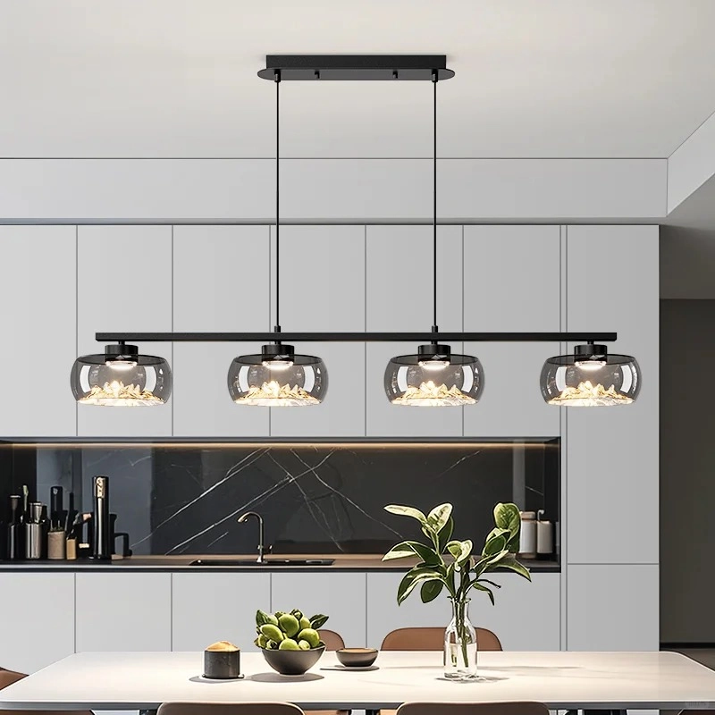 Mẫu đèn thả bàn ăn hiện đại pha lê sang trọng cho phòng bếp chung cư