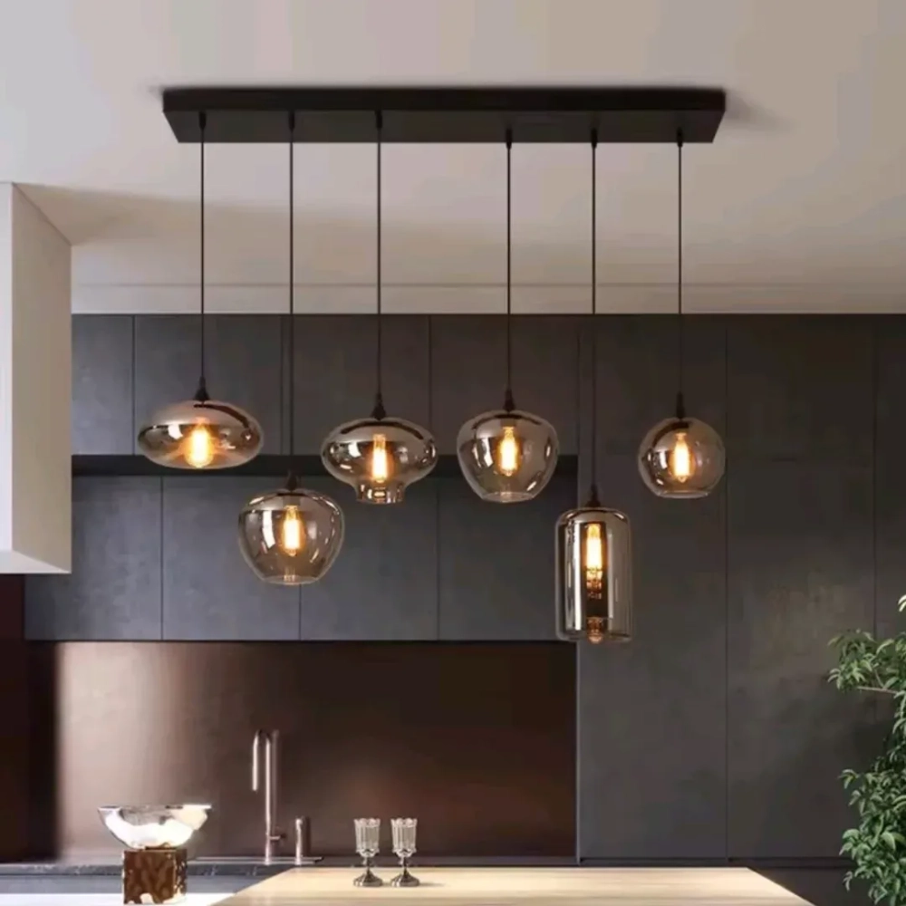 Đèn thả bàn ăn hiện đại chao thủy tinh trong suốt nghệ thuật