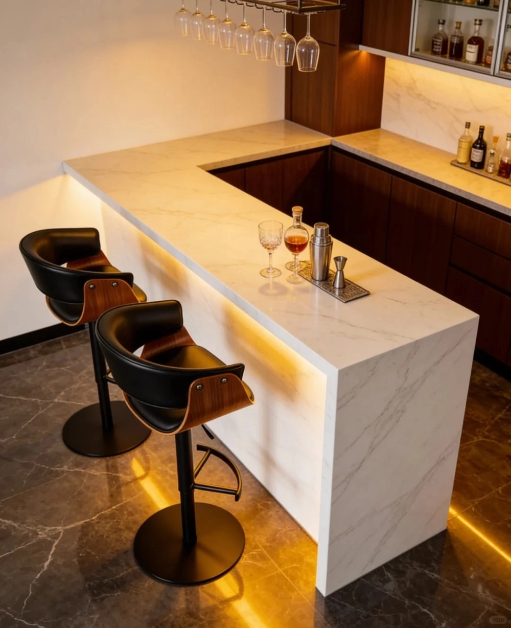 Thiết kế ghế quầy bar bọc vải nhung êm ái