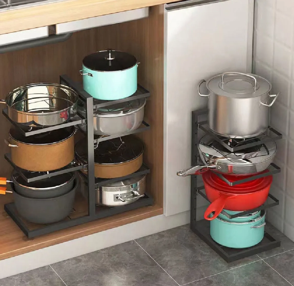 Giá để xoong nồi gắn cánh tiện lợi cho người nội trợ