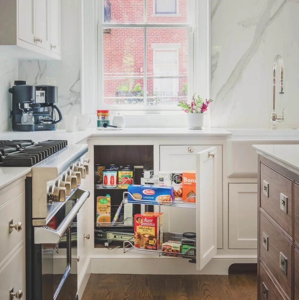 Kệ góc liên hoàn nan tròn sáng bóng không gỉ sét