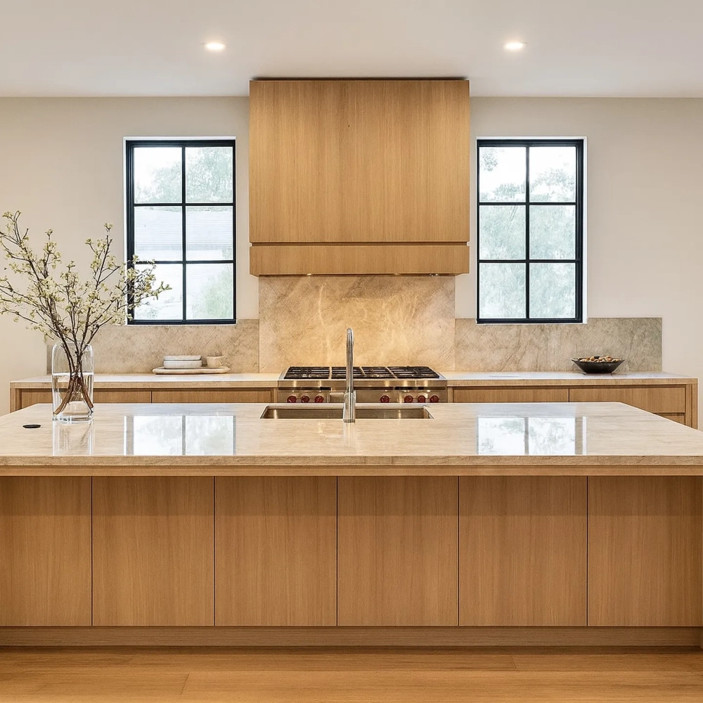 Mẫu tủ bếp thông minh bằng gỗ công nghiệp sang trọng cho căn hộ hiện đại