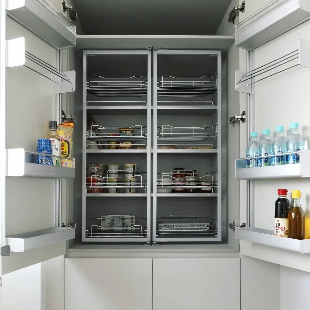 Hệ tủ để đồ nhà bếp màu trắng thanh lịch phong cách tối giản