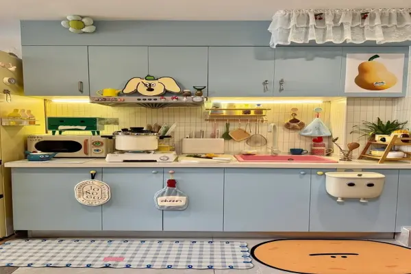 Những mẫu tủ bếp màu xanh tinh tế mang phong cách Châu Âu