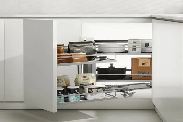 25+ mẫu kệ góc liên hoàn đẹp hóa giải góc chết tủ bếp