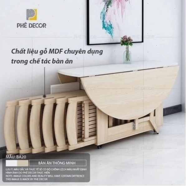 Bàn ăn gỗ thông minh có thiết kế sang trọng