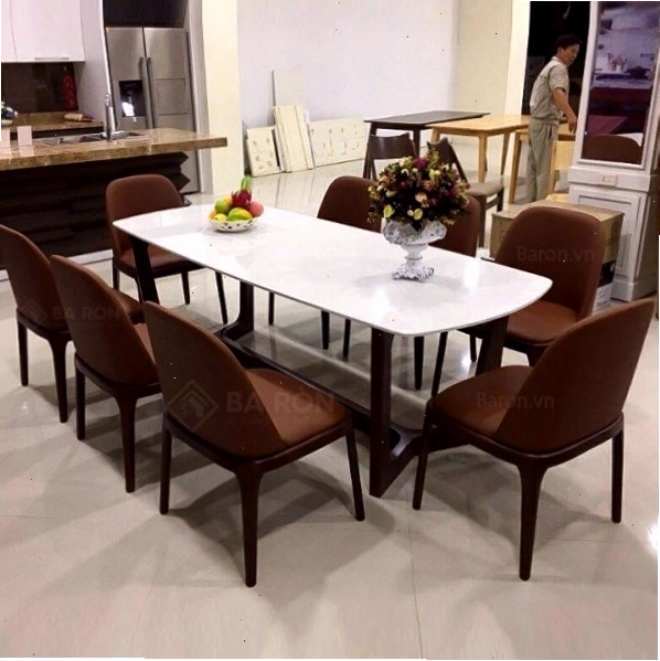 Bàn ăn mặt đá grace 1m8 8 ghế sang trọng