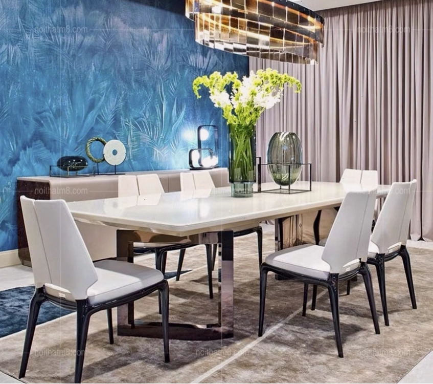 Bàn ăn mặt đá hơi thở Ý M8-4047
