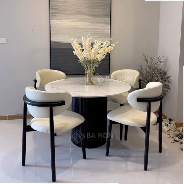 Bàn ăn tròn mặt đá đẹp với kiểu dáng hiện đại