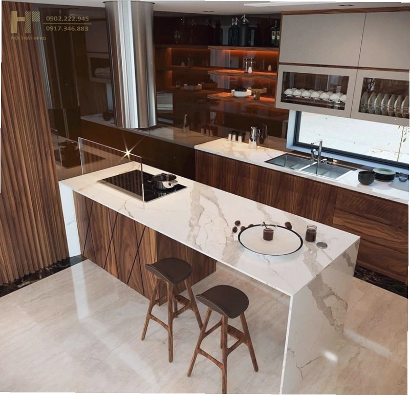 Bàn đảo bếp bằng đá granite sang trọng