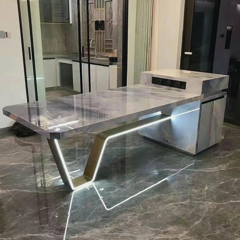 Bàn đảo bếp mặt đá hiện đại Pula BD07 với thiết kế sang trọng và nhiều ngăn lưu trữ