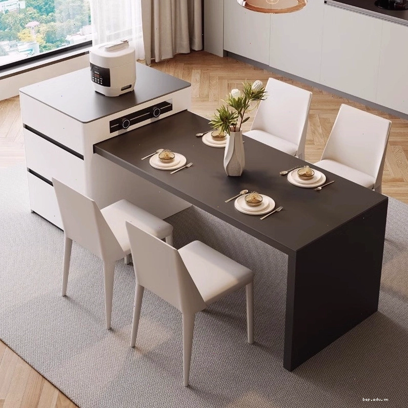 Bàn đảo bếp thông minh thiết kế tối giản, hiện đại