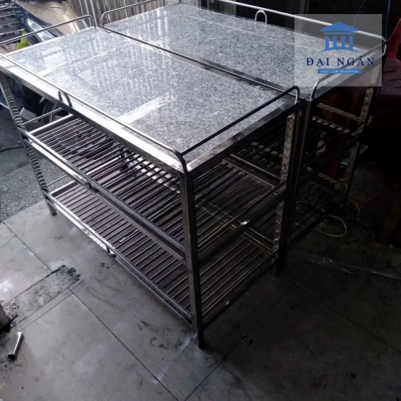 Bàn inox mặt đá đa năng cho bếp công nghiệp