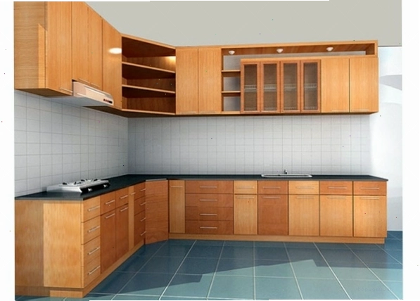 Bản vẽ thiết kế 3D của tủ bếp gỗ xoan đào