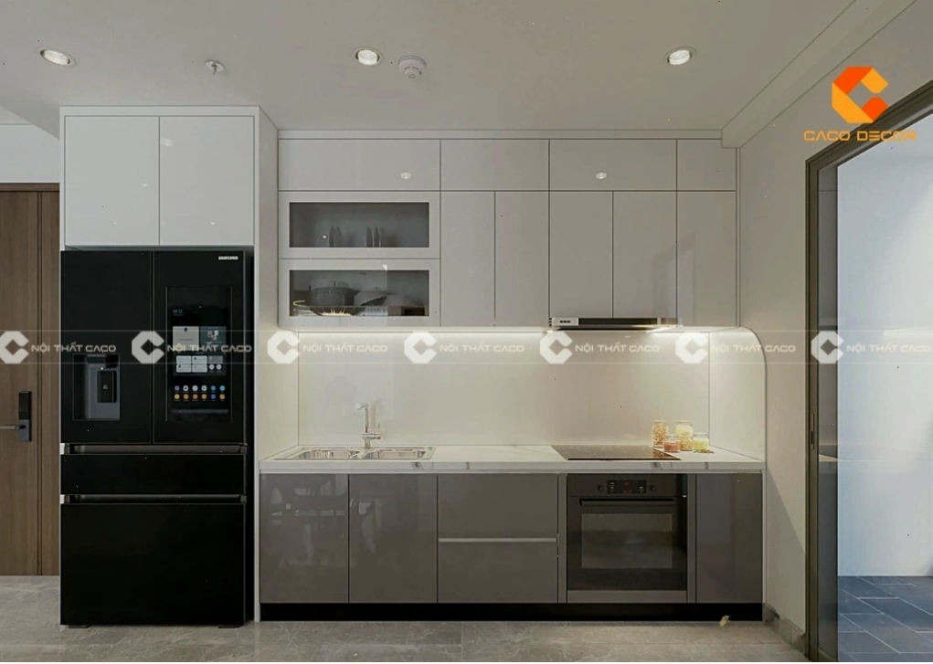 Bản vẽ thiết kế tủ bếp acrylic