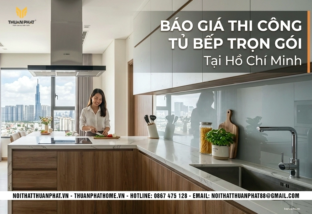 Báo giá thi công tủ bếp inox cánh nhựa trọn gói