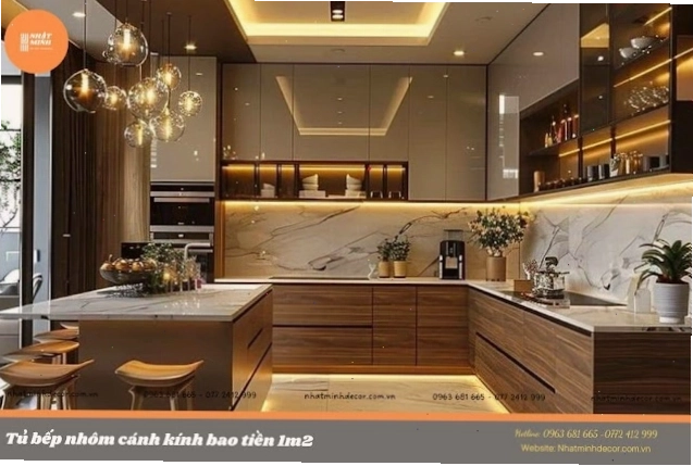 Báo giá tủ bếp nhôm cánh kính chi tiết