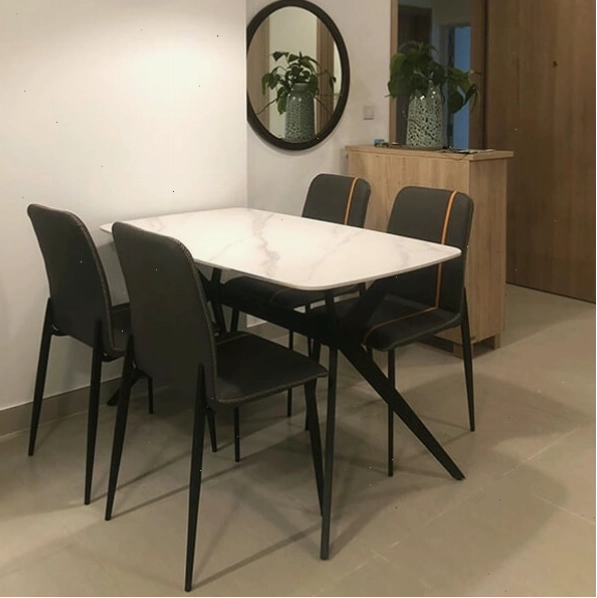 Bộ bàn ăn 4 ghế mặt đá ceramic nhập khẩu