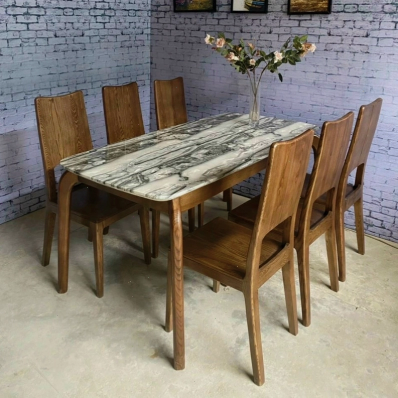 Bộ bàn ăn 6 ghế gỗ óc chó tự nhiên sang trọng